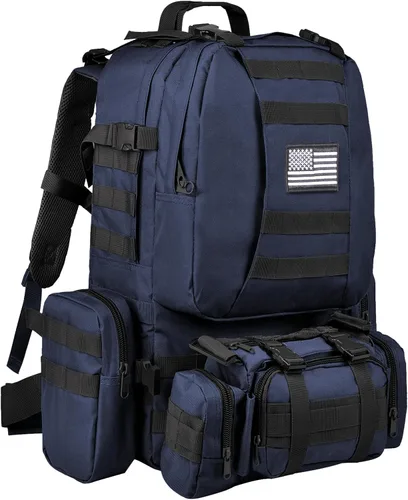 Vista 14 de CVLIFE Mochila táctica militar de asalto mochila Molle desmontable 01-negro con parche