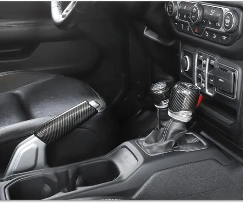 Vista 3 de Funda para Freno de Mano + Tapa del Pomo de Cambio + Tapa del Pomo de Cambio del Modo de Conducción Compatible con Jeep Wrangler JL JLU 2018-2025