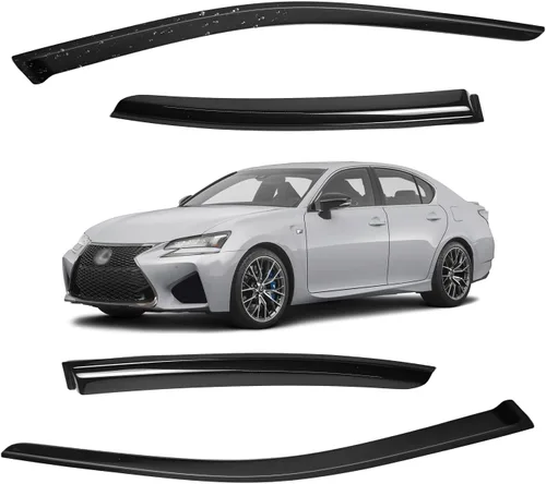 Vista 195 de Viseras para ventanas para Mazda 3 Sedán 4 puertas 2004 2005 2006 2007 2008 2009 estilo JDM Mugen, deflector de viento, protector solar y de lluvia