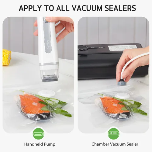 Vista 4 de Syntus 30 bolsas reutilizables selladoras al vacío para alimentos, pequeñas bolsas de almacenamiento de alimentos de 8 x 10 pulgadas con cremallera