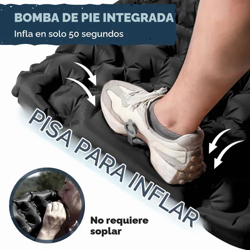 Vista 2 de POWERLIX Paquete de 2 almohadillas para dormir para acampar, con almohada integrada, colchoneta inflable para campamento, ligera, compacta, para 2