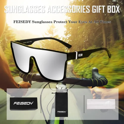 Vista 7 de FEISEDY Gafas de sol planas de moda de gran tamaño Cuadradas Sombras Mujeres Hombres UV400 B2996