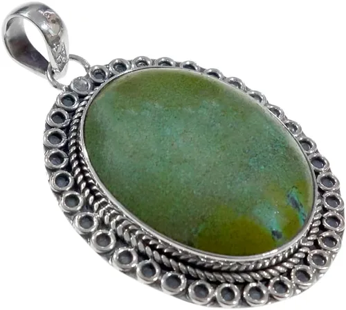 Vista 4 de Colgante de amuleto gitano tribal de turquesa tibetana natural para mujeres y hombres, joyería hecha a mano de plata de ley 925, Metal Gema, Turquesa