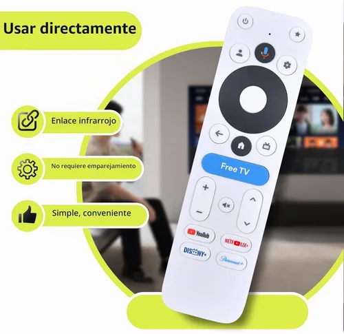 Vista 2 de Control remoto de repuesto de voz para dispositivo de transmisión Onn 4K Pro/Plus (2024), compatible con ONN Google TV 4K Pro/Plus Streaming Box