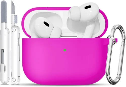 Vista 20 de Funda para AirPods Pro, funda de silicona suave compatible con Airpods Pro de 2ª/1ª generación para mujeres y niñas, con kit de limpieza y llavero 1