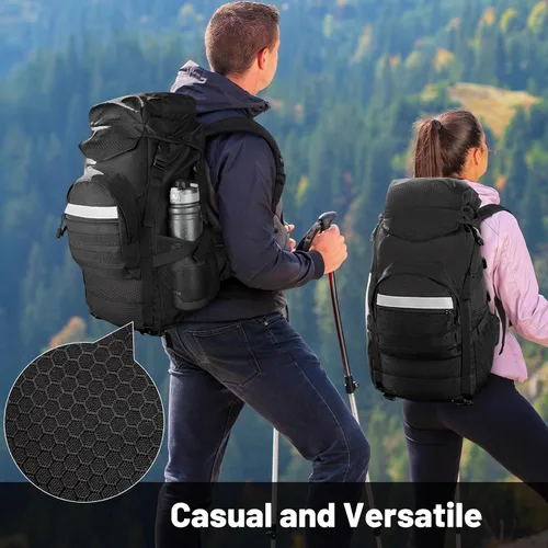 Vista 4 de Jueachy Mochila de senderismo ligera 35L: mochila de camping para hombres y Negro