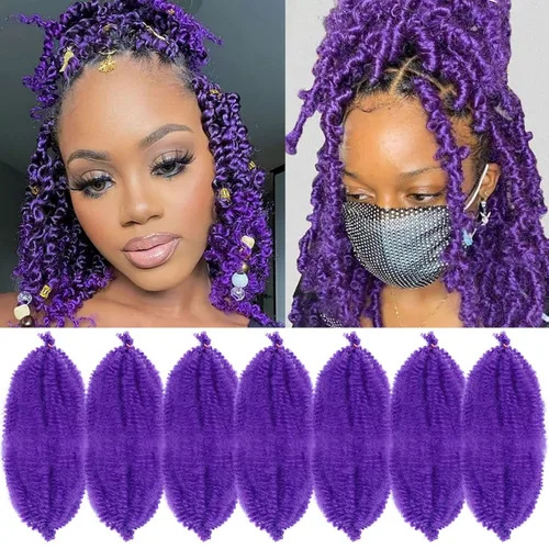 Vista 45 de Cabello para Trenzas Marley Twist de 10 pulgadas Negro 3 Paquetes Cabello Afro Twist Elástico Preseparado para Locs Suaves Cabello Spring Twist