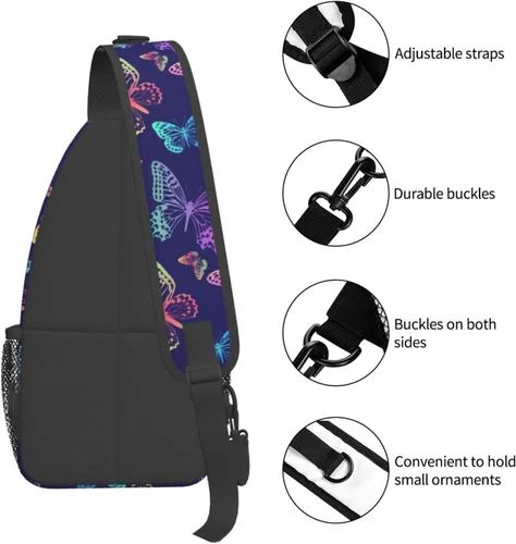Vista 5 de Mochila bandolera unisex para hombres y mujeres, bolsa de pecho casual, mochila de hombro, mochila deportiva de viaje, senderismo