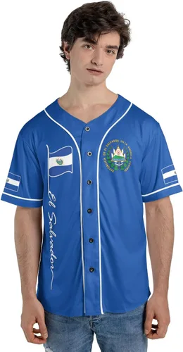 Vista 4 de Camiseta de béisbol de El Salvador personalizada,Camiseta personalizada con la bandera salvadoreña,Orgulloso Jersey Salvadoreña,Jersey del orgullo