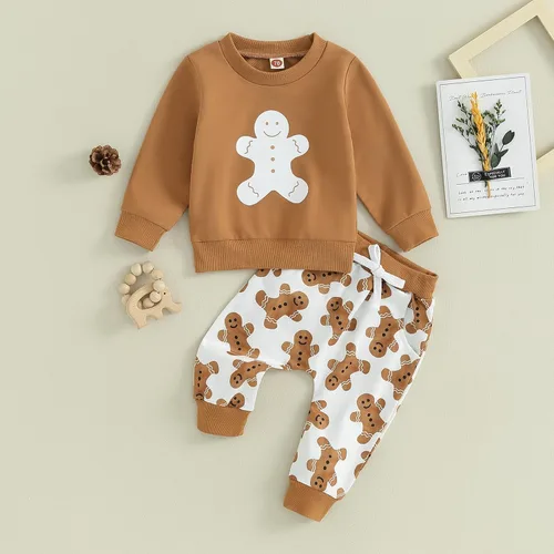 Vista 2 de Conjunto de sudadera de Papá Noel para bebé, niño, niña, ropa de Navidad para otoño e invierno