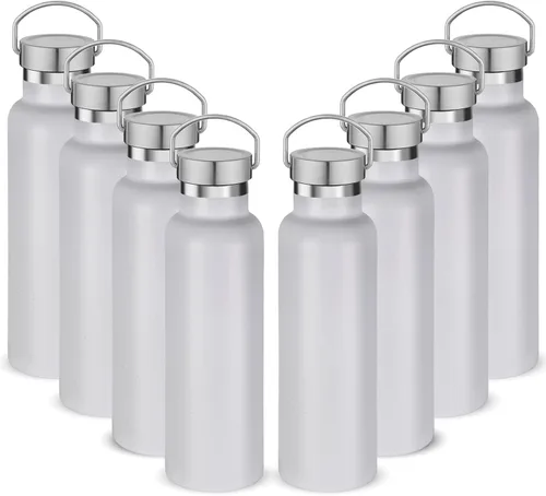 Vista 25 de Neihepal Botellas de agua de acero inoxidable negras, botella de viaje de doble pared con aislamiento al vacío de 20 onzas con tapa a prueba
