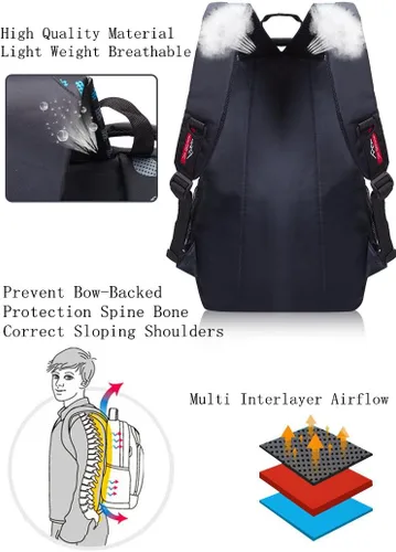 Vista 7 de Mochilas escolares para libros, para estudiantes y niños, Azul