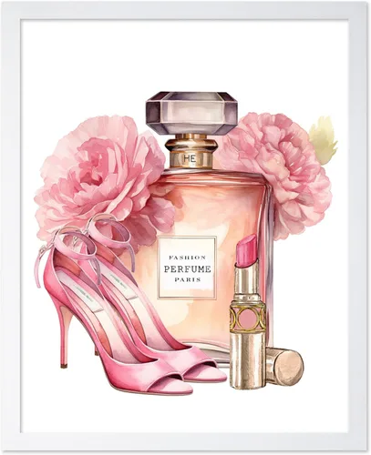 Vista 14 de Monem Art - Póster de moda, estampado de diseñador rosa, arte de zapatos, arte de perfume, arte de lápiz labial, regalo para mujeres y fashionistas