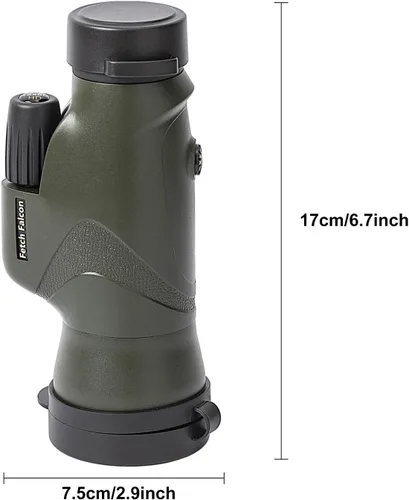 Vista 2 de Monoculares impermeables con relleno de nitrógeno HD 12x50 IPX7 con soporte para teléfono, trípode, correa de mano – Óptica BAK4 FMC, HD verde