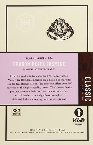 Vista 3 de Harney & Sons Bolsitas de té verde Dragon Pearl, jazmín, 1.7 onzas