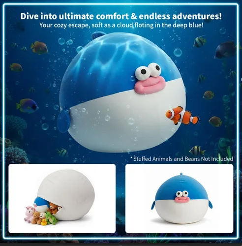 Vista 4 de Funda para puf para niños, almacenamiento de animales de peluche, suave y lavable, para niños y niñas, organizador de almacenamiento de juguetes