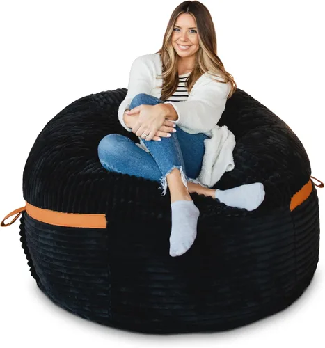 Vista 25 de Big Joe Fuf Silla Puf de Espuma de 5 Pies de Tamaño Extra Grande con Funda Extraíble para Niños, Adolescentes, Adultos, Onyx Lenox, Poliéster Tejido
