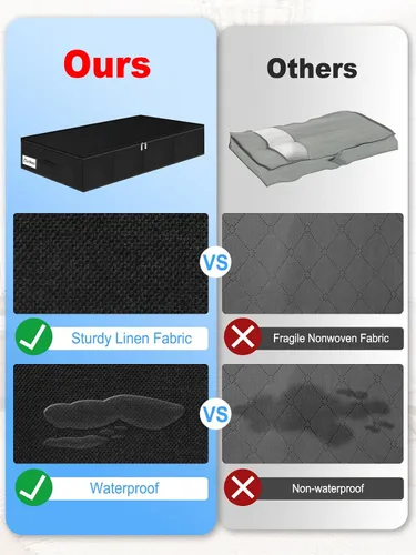 Vista 4 de Bolsas de Almacenamiento Debajo de la Cama con Cremallera, Contenedores de Almacenamiento Debajo de la Cama de 7 Pulgadas de Altura con Lados
