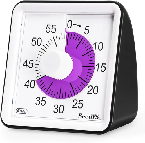 Vista 11 de Secura - Temporizador visual de cuenta regresiva de 60 minutos para niños y adultos, herramienta de gestión del tiempo en el aula (negro)
