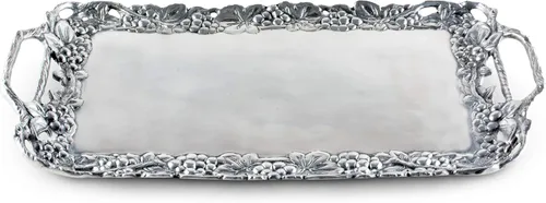 Vista 3 de Arthur Court Designs - Bandeja decorativa de aluminio para servir de uva de metal, 21 x 10 pulgadas