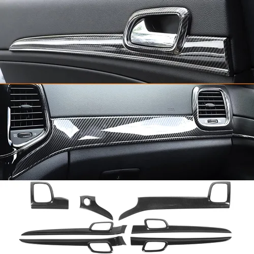 Vista 10 de YOCTM Compatible con Jeep Grand Cherokee 2011 2012 2013 Cubierta de palanca de cambios Accesorios interiores de fibra de carbono real consola