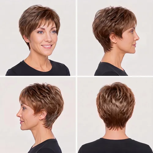 Vista 4 de Raquel Welch Winner Pixie Wig SS8/25 - Peluca transpirable y cómoda con memoria, peluca lista para usar todos los días, aspecto natural, fibras