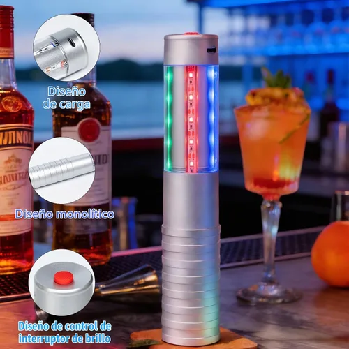 Vista 2 de Luces LED estroboscópicas para botella de servicio para niña, baton, reutilizable, recargable, servicio LED, champán, 2 piezas para bar, club