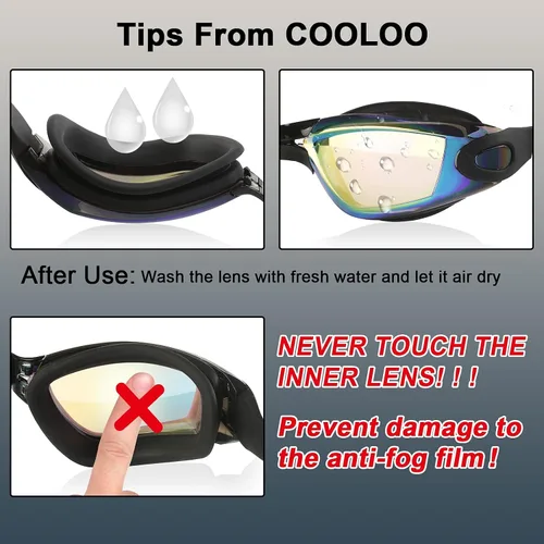 Vista 5 de COOLOO Gafas de natación, paquete de 2 gafas de natación para hombres y mujeres, gafas de natación para adultos, jóvenes, adolescentes, niños, gafas