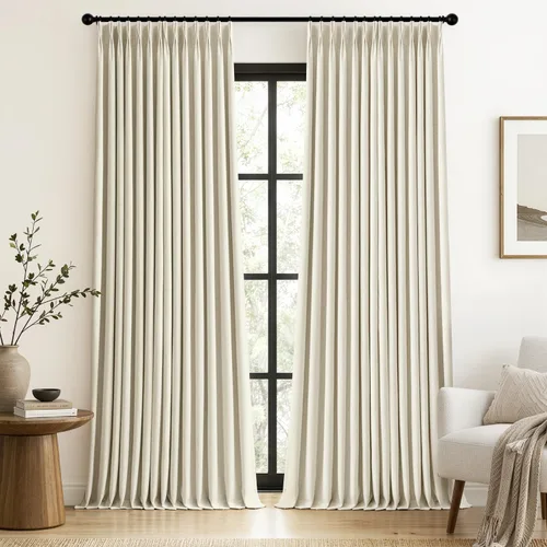Vista 14 de MIULEE - Cortinas plisadas de lino 100 % opacas de color beige, 40 x 63 pulgadas