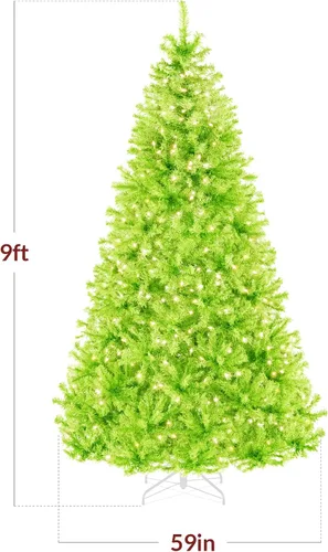 Vista 111 de Best Choice Products Árbol de Navidad azul bebé preiluminado de 6 pies, decoración navideña artificial completa con 947 puntas de rama, 250 luces
