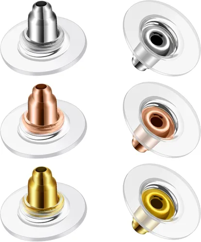 Vista 10 de 200 piezas de aretes para orejas caídas, repuesto para parte trasera de aretes para embrague de bala pesada (transparente)