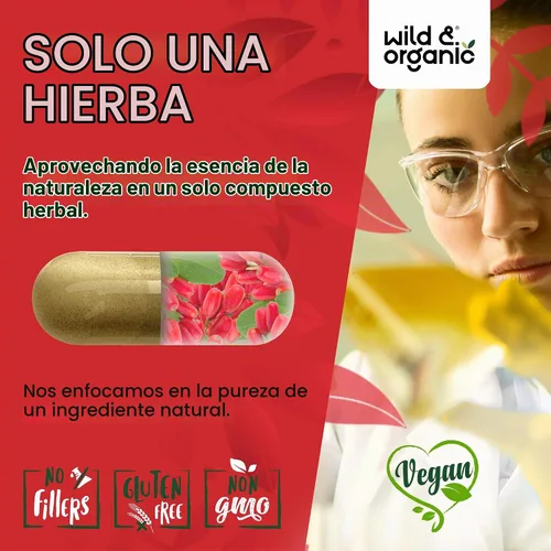 Vista 5 de Wild & Organic Berberine Cápsulas 1000 mg - Soporte antioxidante - 90 unidades Pure Berberine HCL Powder - Suplemento de corteza Berberis Aristata