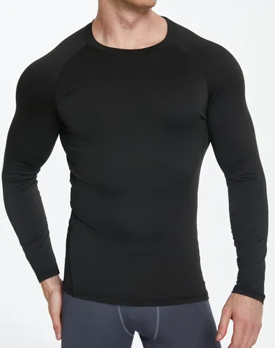 Vista 4 de Paquete de 5 o 4 camisetas de compresión para hombre, manga larga, atléticas, para clima frío, camiseta interior para entrenamiento