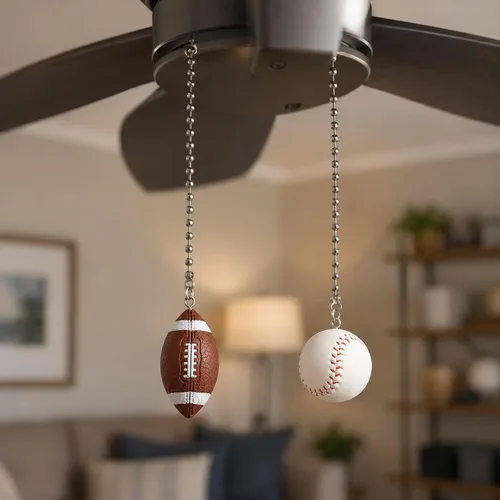 Vista 4 de LUOZZY 2 unidades de ventilador de techo cadena de fútbol decorativo tira de cuerda de béisbol rugby colgante de bola con cuentas ventilador