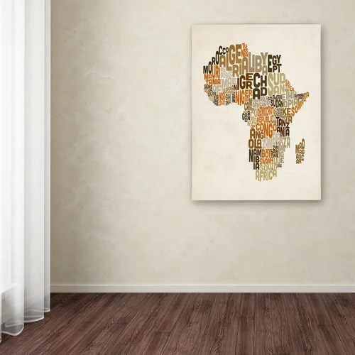 Vista 3 de Trademark Fine Art - Lienzo decorativo "mapa de texto de África", 19 x 14 pulgadas