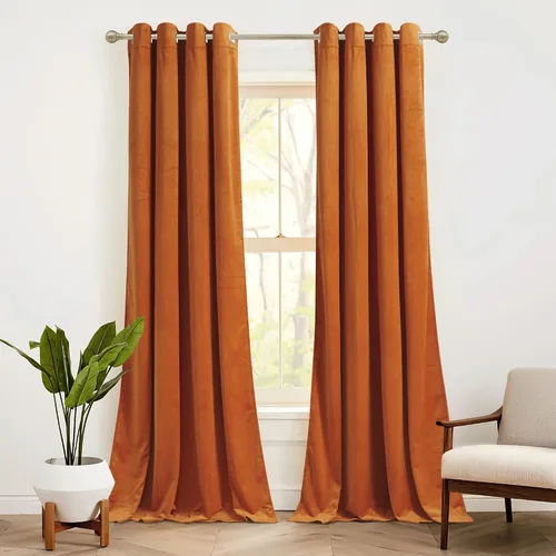 Vista 11 de RYB HOME Cortinas de terciopelo 100% opacas para sala de estar, cortinas de guardería con bloqueo de luz, 2 paneles, cortinas de ventana con Beige