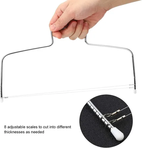 Vista 5 de Oumefar 2 unids en forma de arco cortador de pastel de alambre doble herramienta de rebanar pan para pastel de queso para restaurante