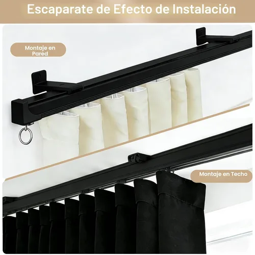 Vista 5 de MaKefeile Cortinas de montaje en techo con riel divisor de habitación, separador de partición de privacidad, barras de riel de cortina, juego