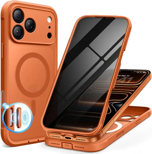 Vista 61 de BERFY Funda para iPhone 17 Pro Max, compatible con MagSafe, protector de pantalla de vidrio integrado, protección de cámara, funda de cuerpo