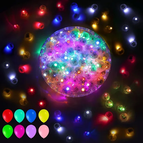 Vista 7 de Aogist 50 Piezas Luces para Globos Azules con Aro para Colgar, Mini Lámpara de Bola Redonda Pequeña Luz LED para Linternas de Papel y Vidrio