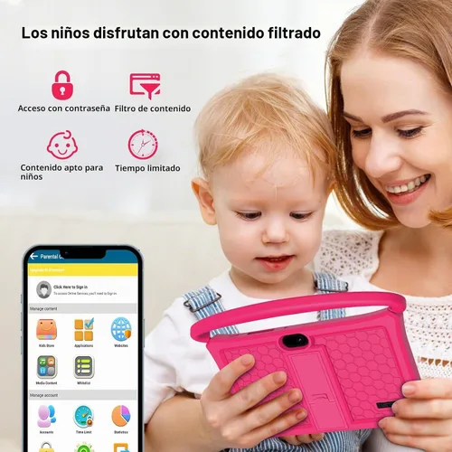 Vista 3 de Tablet infantil de 7 pulgadas, edad 3-10, Android 13 PAD para niños, 32 GB ROM educativo Pad Quad-Core con funda a prueba de golpes para niños