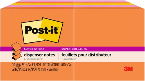 Vista 9 de Post-it Dispensador de notas emergentes súper adhesivas, 10 blocs de notas adhesivas, 3 x 3 pulgadas, 2 veces el poder de adherencia, suministros