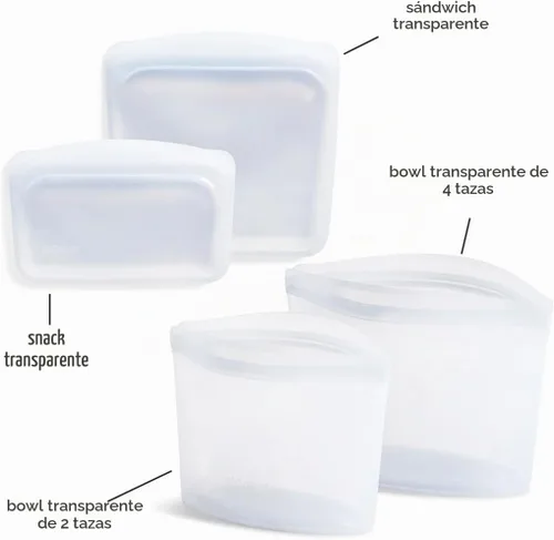 Vista 5 de Stasher Bolsas de silicona reutilizables para almacenamiento de alimentos Transparente