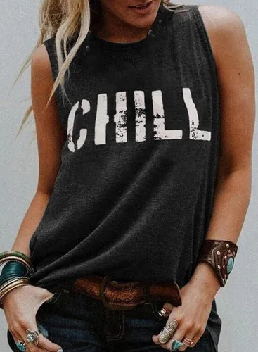 Vista 2 de Asvivid - Camisetas sin mangas para mujer, holgada, con cuello redondo, estampado de letras, diente de león, para verano, casuales