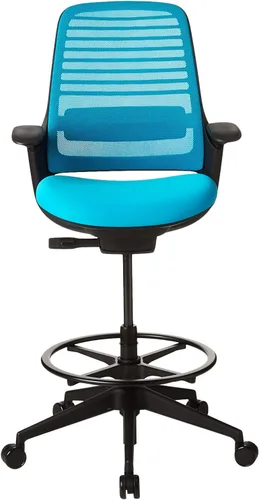 Vista 4 de Steelcase Silla taburete Serie 1, marco de grafito con tela microknit 3D (Blue Jay)