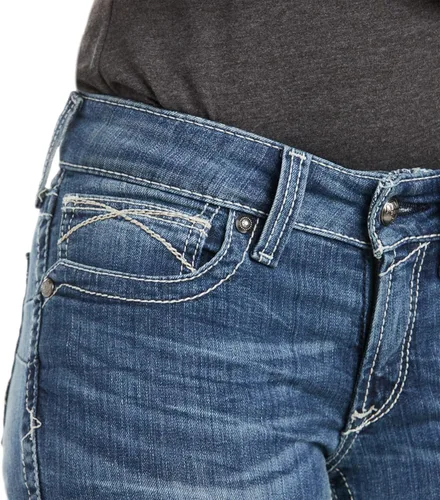 Vista 4 de ARIAT Women's R.e.a.l. Mid Rise Stretch Icon Stackable Straight Leg Jean