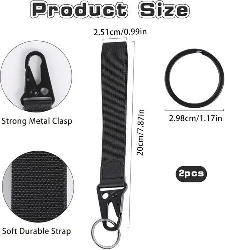 Vista 2 de Sliverdew Cordón de muñeca para llaves, paquete de 2 correas para llavero, cordón corto para llaves