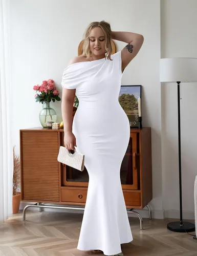 Vista 7 de YMDUCH Vestido de noche para mujer, elegante, sin mangas, con hombros descubiertos, largo, formal, para fiesta