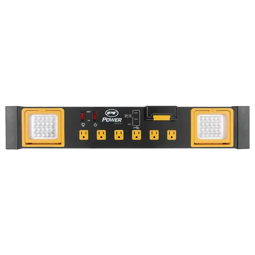 Vista 3 de Estación de potencia de grado comercial Performance Tool W2279 con 6 tomas de corriente, 2 puertos USB, soporte incorporado y luces LED, ideal