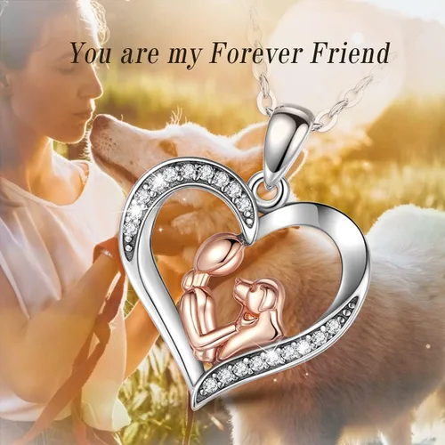 Vista 9 de INFUSEU Collar de plata de ley con corazón para mujeres y niñas, regalo para amantes de las mascotas, cadena de 18.0in